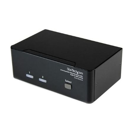 StarTech 2-Port Dual DVI USB KVM Switch with Audio & USB 2.0 Hub (Black) - SV231DD2DUA