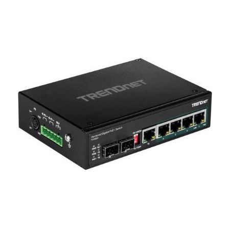 TRENDnet TI-PG62 6-Port Hardened Industrial Gigabit PoE+ DIN-Rail Switch