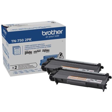 Brother TN750 High Yield Black Toner Cartridge Kit (2-Pack)