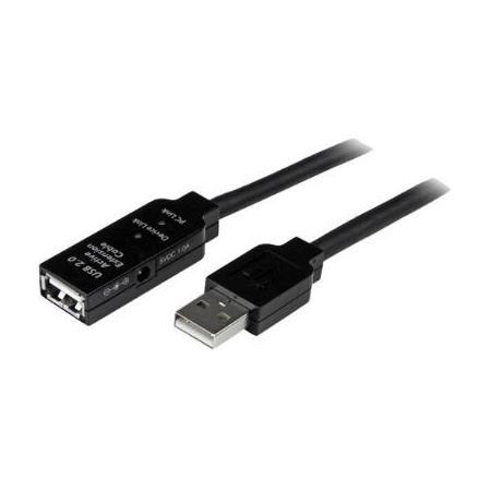 StarTech USB 2.0 Active Extension Male/Female Cable (16.4', Black) - USB2AAEXT5M