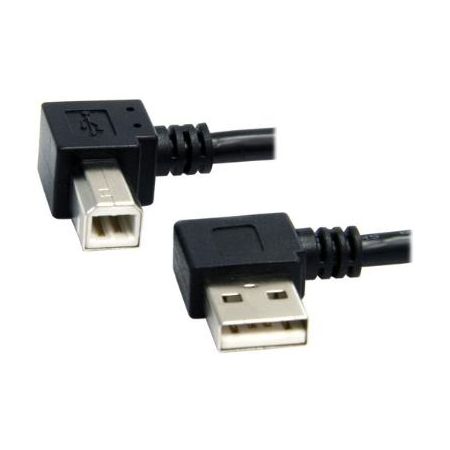 StarTech 3' (0.9m) A Male Right Angle to B Male Right Angle USB Cable (Black) - USB2HAB2RA3