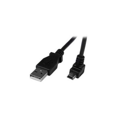 StarTech Down Angle Mini USB Cable - 2m - Black - USB A to Mini USB B - USBAMB2MD