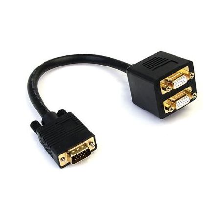 StarTech Male VGA to Dual Female VGA Video Splitter Cable (1', Black) - VGASPL1VV