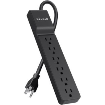 Belkin  6-Outlet Home/Office Surge Protector (4' Cord, Black) - BE106000-04-BLK