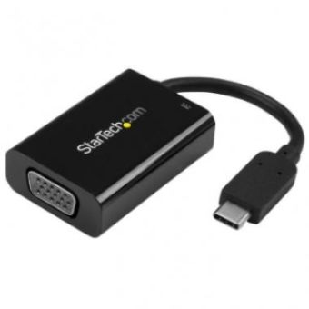 StarTech USB C to VGA Adapter - 60W PD Pass-Through Charging USB Type-C to VGA Converter - Black - CDP2VGAUCP