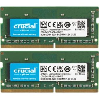 Crucial CT2K8G4SFRA32A 16GB Laptop DDR4 3200 MHz SODIMM Memory Kit (2 x 8GB)