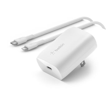 Belkin USB-C PD 3.0 PPS Wall Charger 30W + USB-C Cable with Lightning Connector - WCA005DQ1MWH-B5