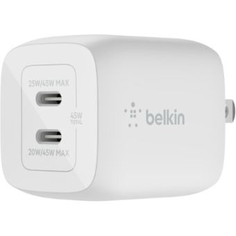 Belkin Dual USB-C GaN Wall Charger with PPS 45W - WCH011DQWH