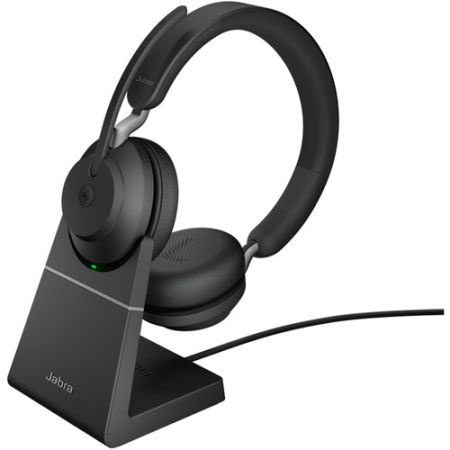 Jabra Evolve2 65 Stereo Wireless On-Ear Headset with Stand (Microsoft Teams, USB Type-C, Black)