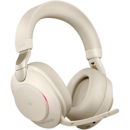 Jabra Evolve2 85 Noise-Canceling Wireless Over-Ear Headset (Microsoft Teams, USB Type-A, Beige)