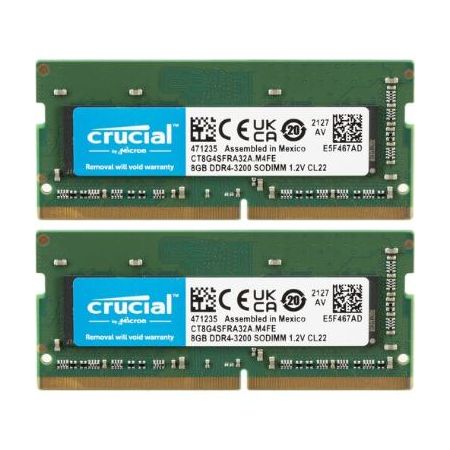 Crucial CT2K8G4SFRA32A 16GB Laptop DDR4 3200 MHz SODIMM Memory Kit (2 x 8GB)