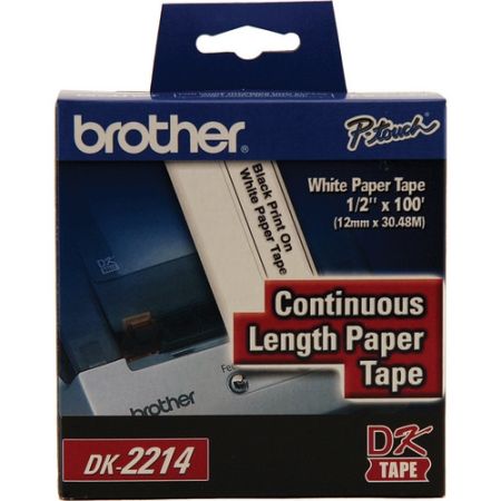 Brother DK2214 Black Print on White Tape (1/2