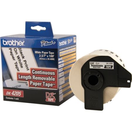 Brother DK4205 Black Print on White Tape (2-3/7