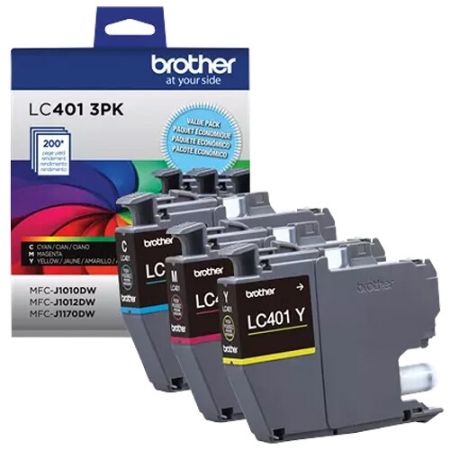 Brother LC4013PKS Genuine Standard Yield Color Ink Cartridge Set (Cyan, Magenta, Yellow)