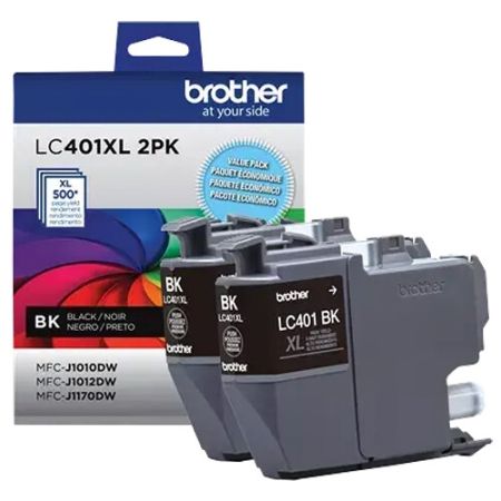 Brother LC401XL2PKS Genuine High-Yield Black Ink Cartridge Set (2-Pack)