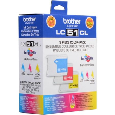 Brother LC-51C, LC-51Y & LC-51M Color Ink Cartridges (3 Pack)