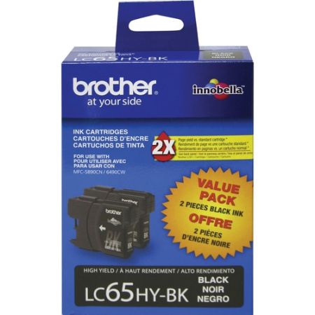 Brother LC65HYBK Innobella High Yield Black Ink Cartridge (2 Pack)