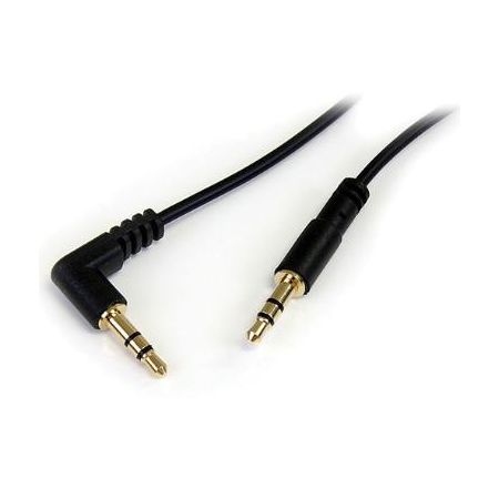 StarTech 3.5mm TRS Right-Angle Male to 3.5mm TRS Straight Male Cable (Black, 6') - MU6MMSRA