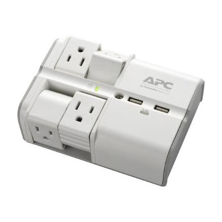 APC Essential SurgeArrest Rotating 4-Outlet Wall Tap with USB Charger (White)