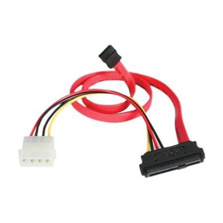 StarTech SAS 29 Pin to SATA Cable with LP4 Power (Red, 18