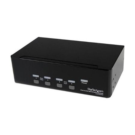 StarTech 4-Port Dual DVI 2.0 USB Hub KVM Switch with Audio (Black) - SV431DD2DUA