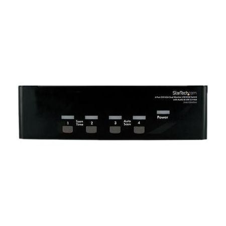 StarTech 4-Port DVI + VGA Dual Monitor KVM Switch with Audio & USB Hub (Black) - SV431DDVDUA