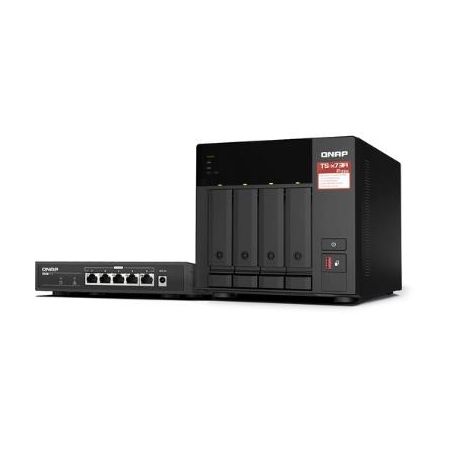 QNAP TS-473A-SW5T-US 4-Bay NAS Enclosure with QSW-1105-5T Network Switch