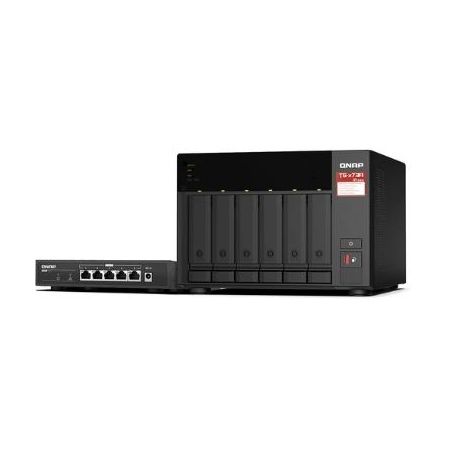 QNAP TS-673A-SW5T-US 6-Bay NAS Enclosure with QSW-1105-5T Network Switch