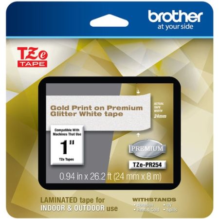 Brother TZEPR254 Laminated Tape for P-Touch Label Makers (Gold on Glitter White, 1