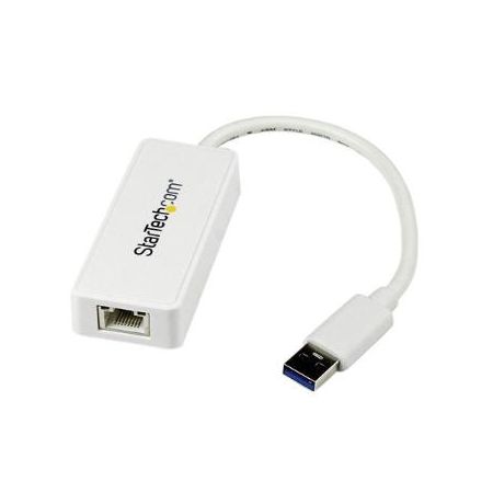 StarTech USB 3.0 to Gigabit Ethernet Adapter NIC with USB Port (White) - USB31000SPTW